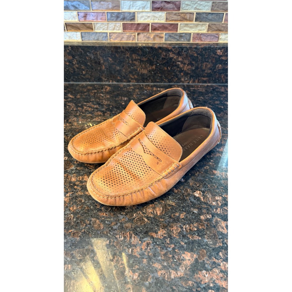 Cole Haan Penny Loafer Mens 9W Tan Good Leather GrandSeries C36653